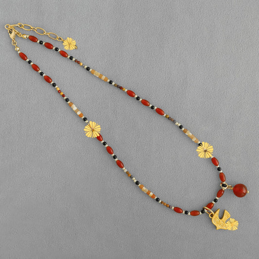 Bird Necklace With Natural Stone – Chinese Style Minimalist