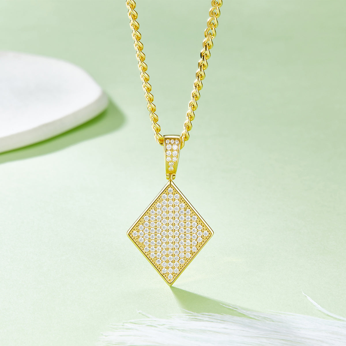 Moissanite Pave Diamond-Shape Pendant – S925 (No Chain) – view 4