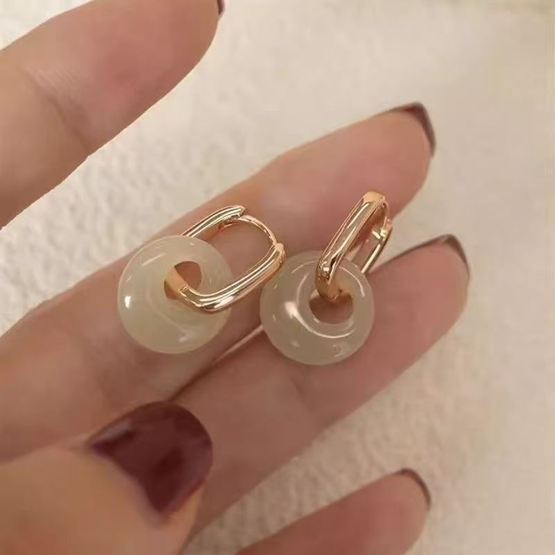 Peace Buckle Oval Hoop Earrings – Chinese Style