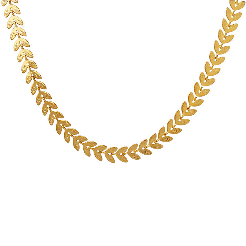 18K Gold-Plated Leaf Titanium Steel Necklace – view 3