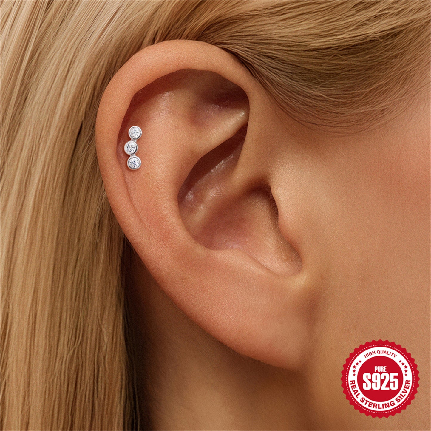 S925 Sterling Silver Moissanite Stud Earrings For Women – view 2