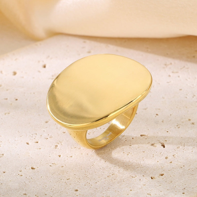 Exaggerated 18k Gold-plated Titanium Steel Ring For Men And Women – view 18