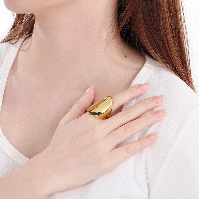 Exaggerated 18k Gold-plated Titanium Steel Ring For Men And Women
