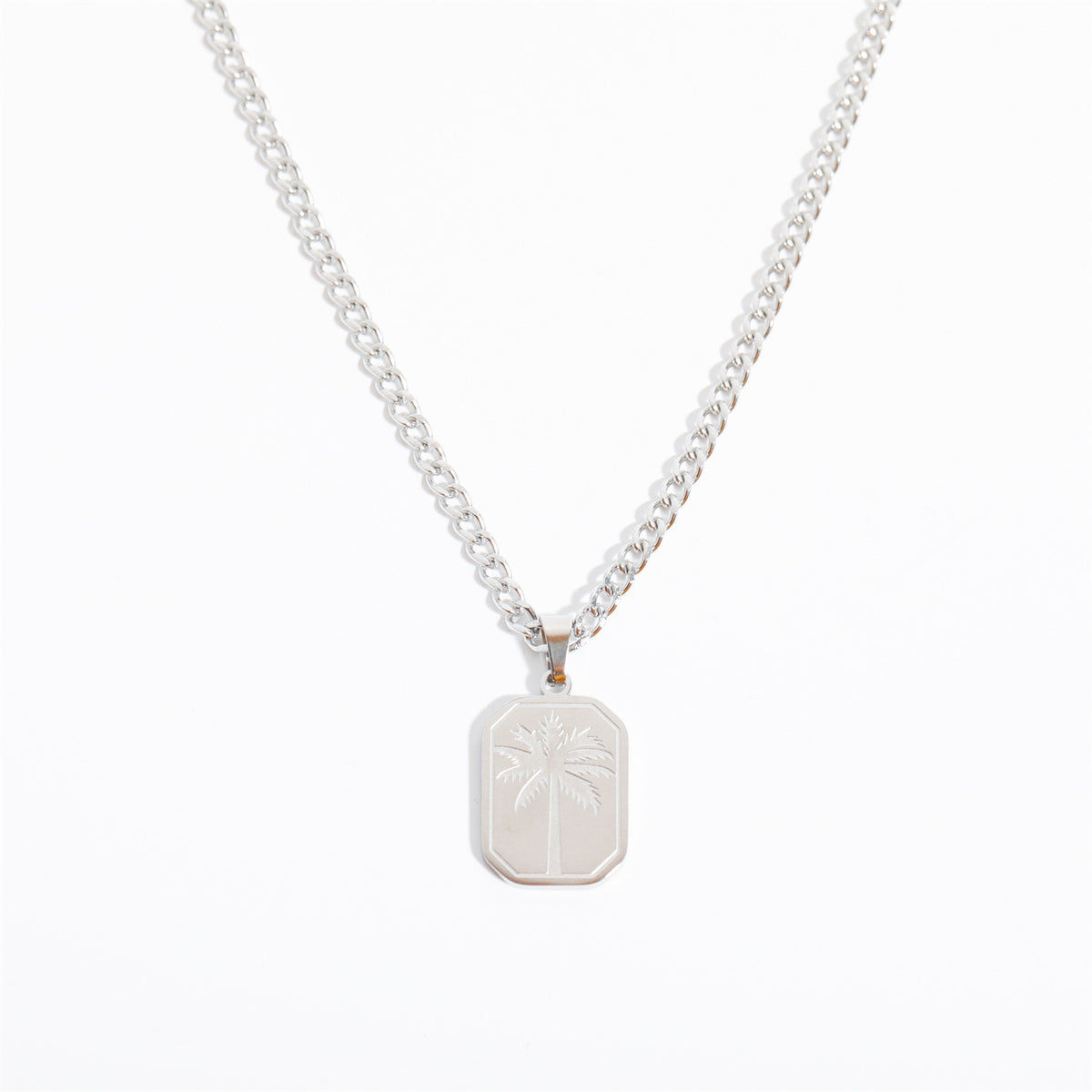 Men's Titanium Steel Palm Leaf Square Dog Tag Pendant Necklace – view 5