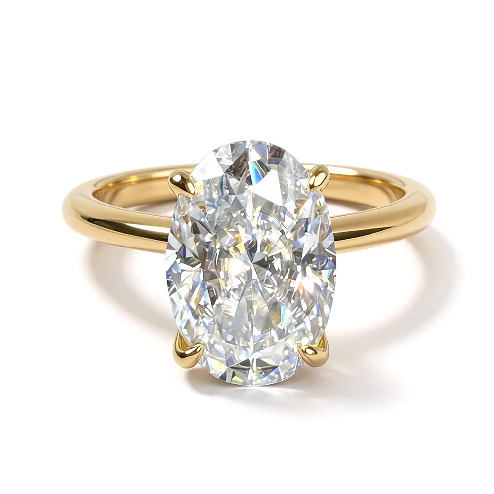 Oval Moissanite Ring In S925 Silver With 18K Gold Plating For Women – view 3