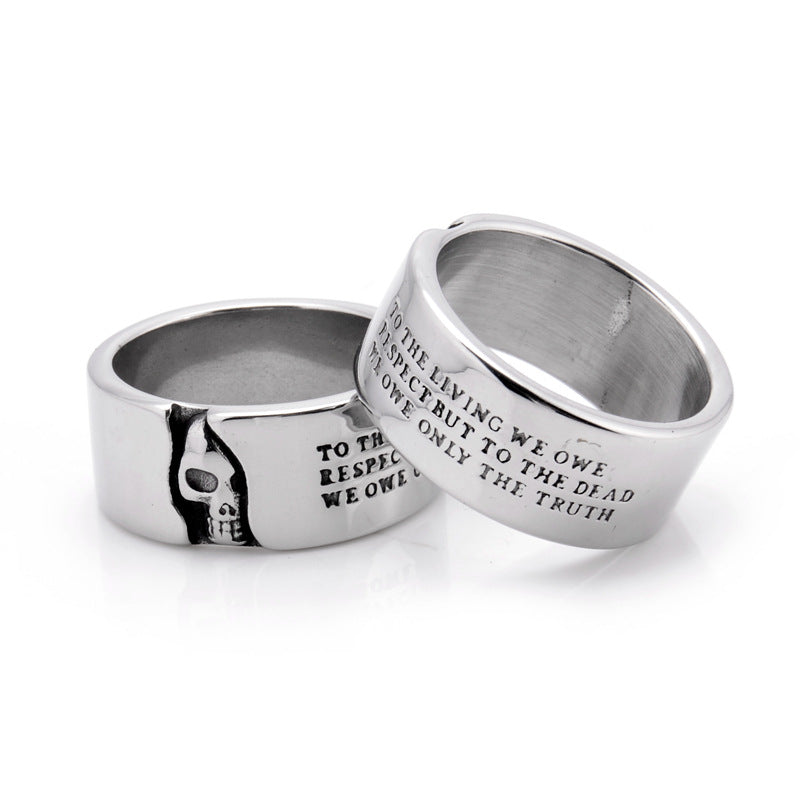 Stainless Steel Punk Prayer Skull Ring – view 3
