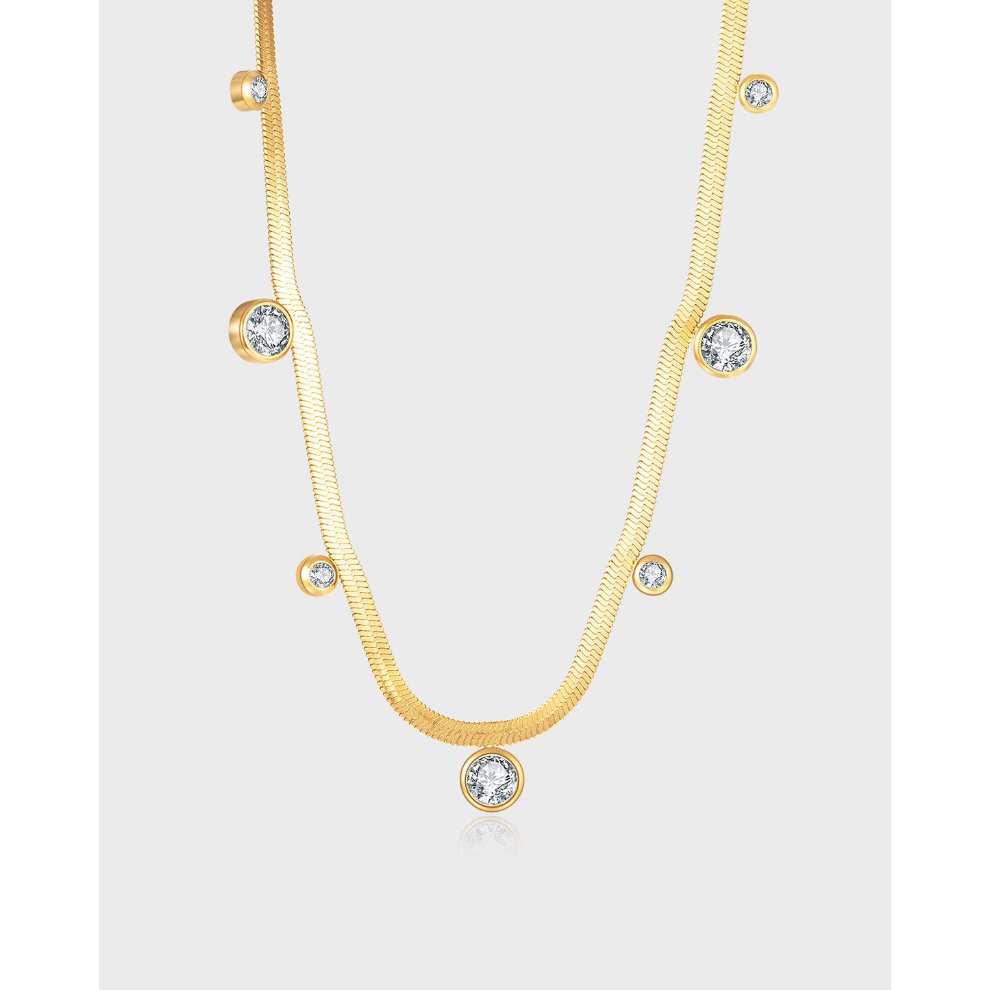Gold Plated Snake Bone Chain Necklace – Titanium Steel – view 4
