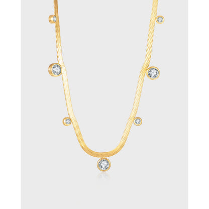 Gold Plated Snake Bone Chain Necklace – Titanium Steel – view 4