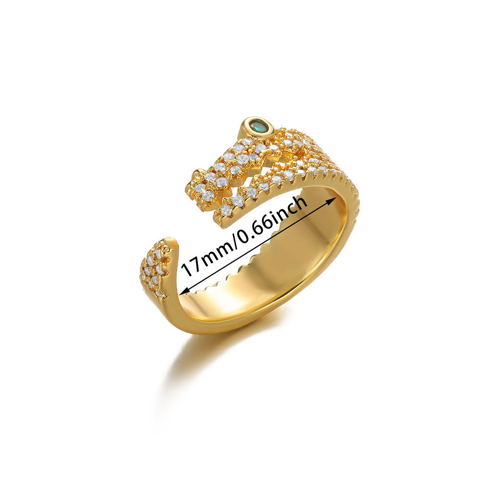 Heart & Evil Eye Open Ring – Micro Pave Zircon – view 5