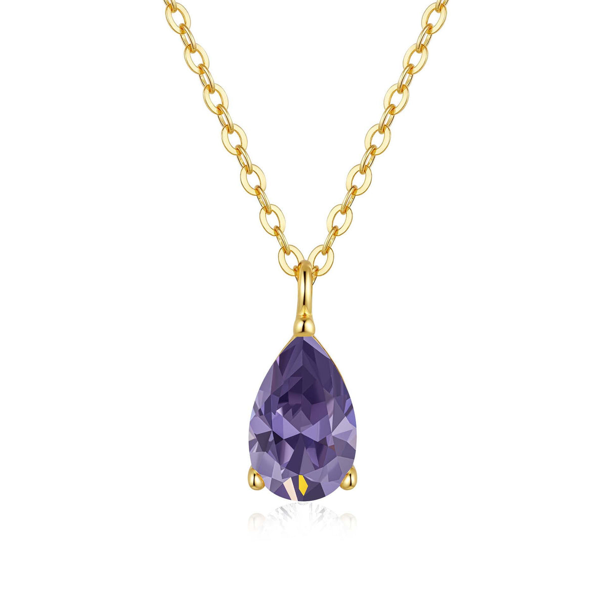 Coloured moissanite waterdrop necklace with gold-plated finish – view 8