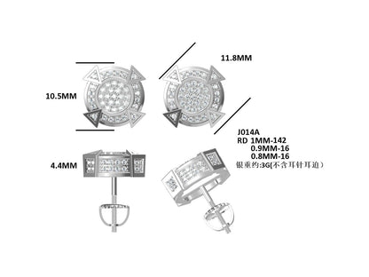 Moissanite geometric stud earrings with screw back – view 6