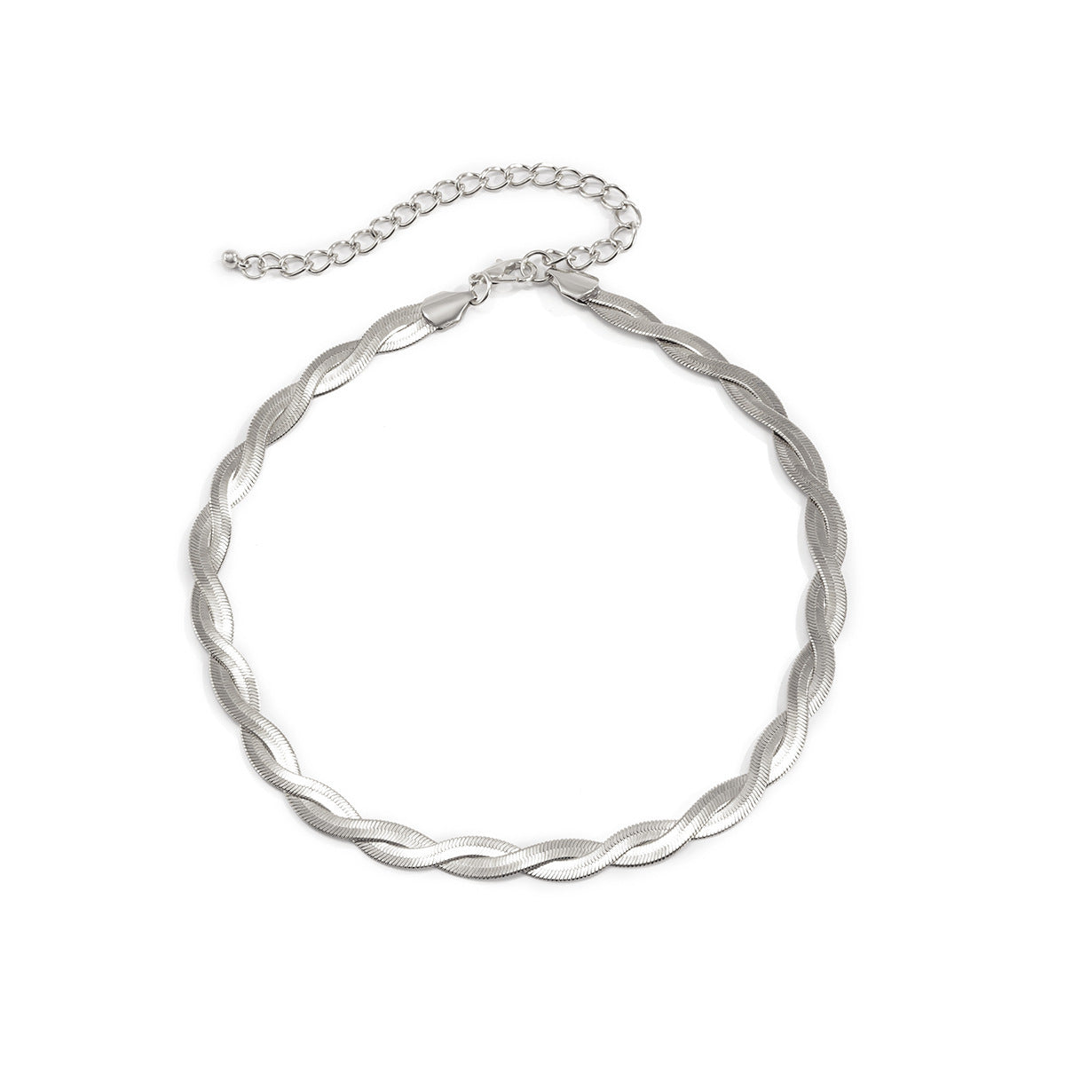 Flat Snake Bone Chain Necklace – Gold Plated Titanium Steel – view 10