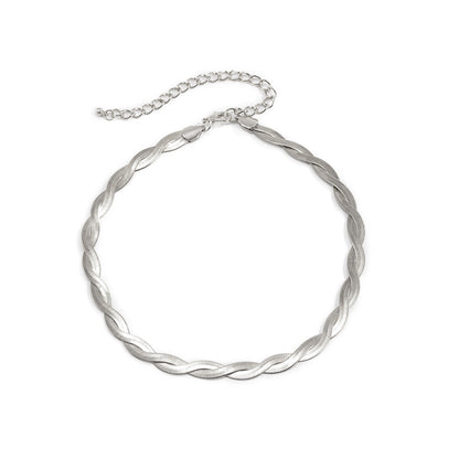 Flat Snake Bone Chain Necklace – Gold Plated Titanium Steel – view 10