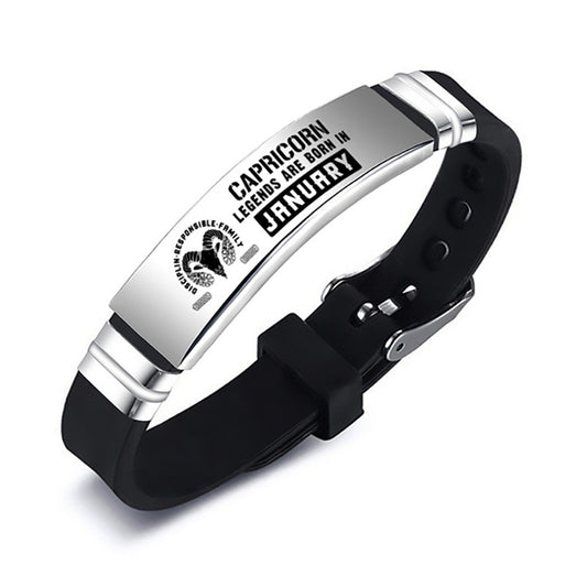 Zodiac Sign Engraved ID Bracelet – Stainless Steel & Silicone