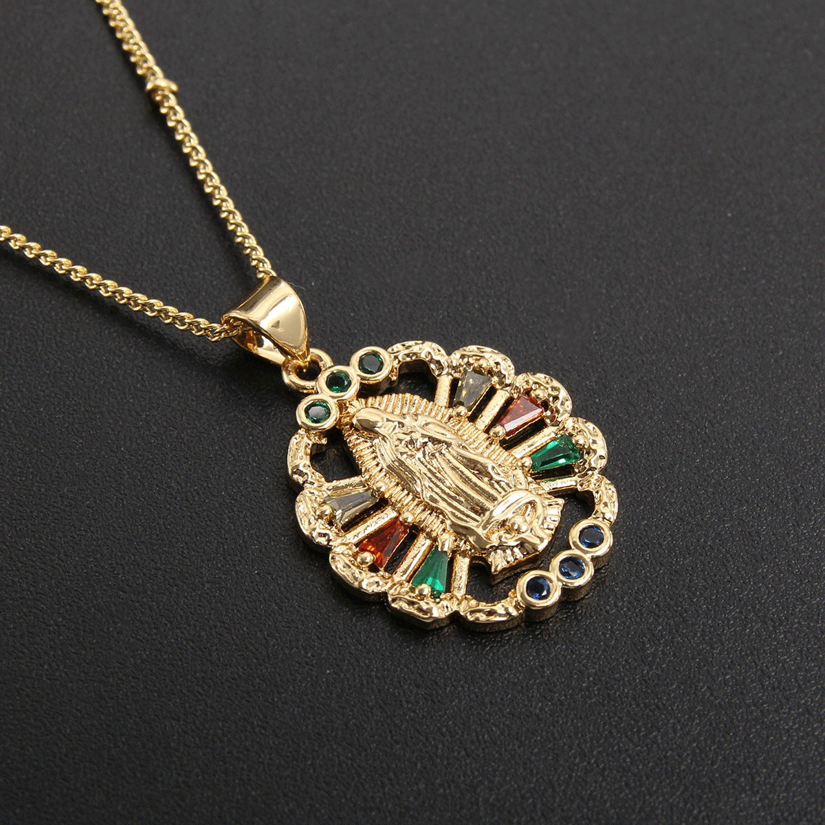 Trendy Religious Necklace – Madonna Cross Charm A – view 6
