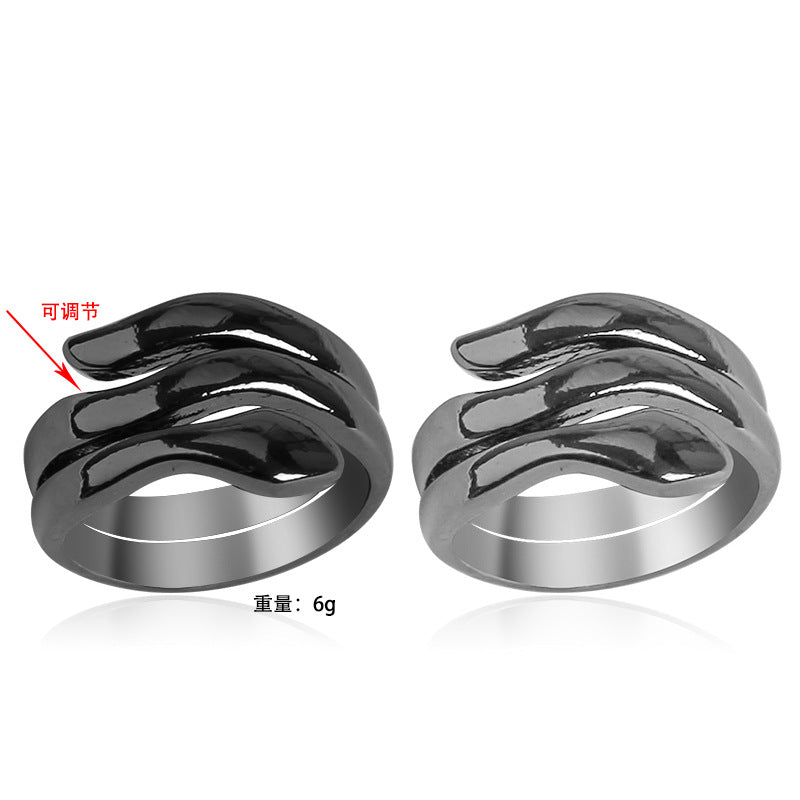 Retro Ring, Punk-style Double-layer Snake-shaped Mens Ring – view 5