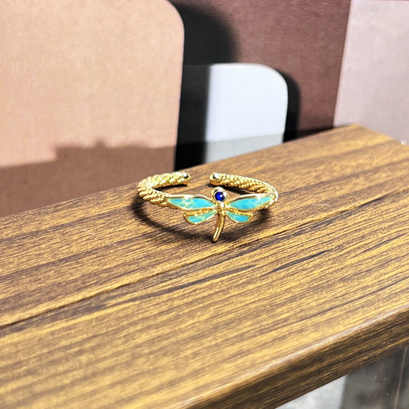 Retro Floral Enamel Ring – Bright Colour Glaze – view 2
