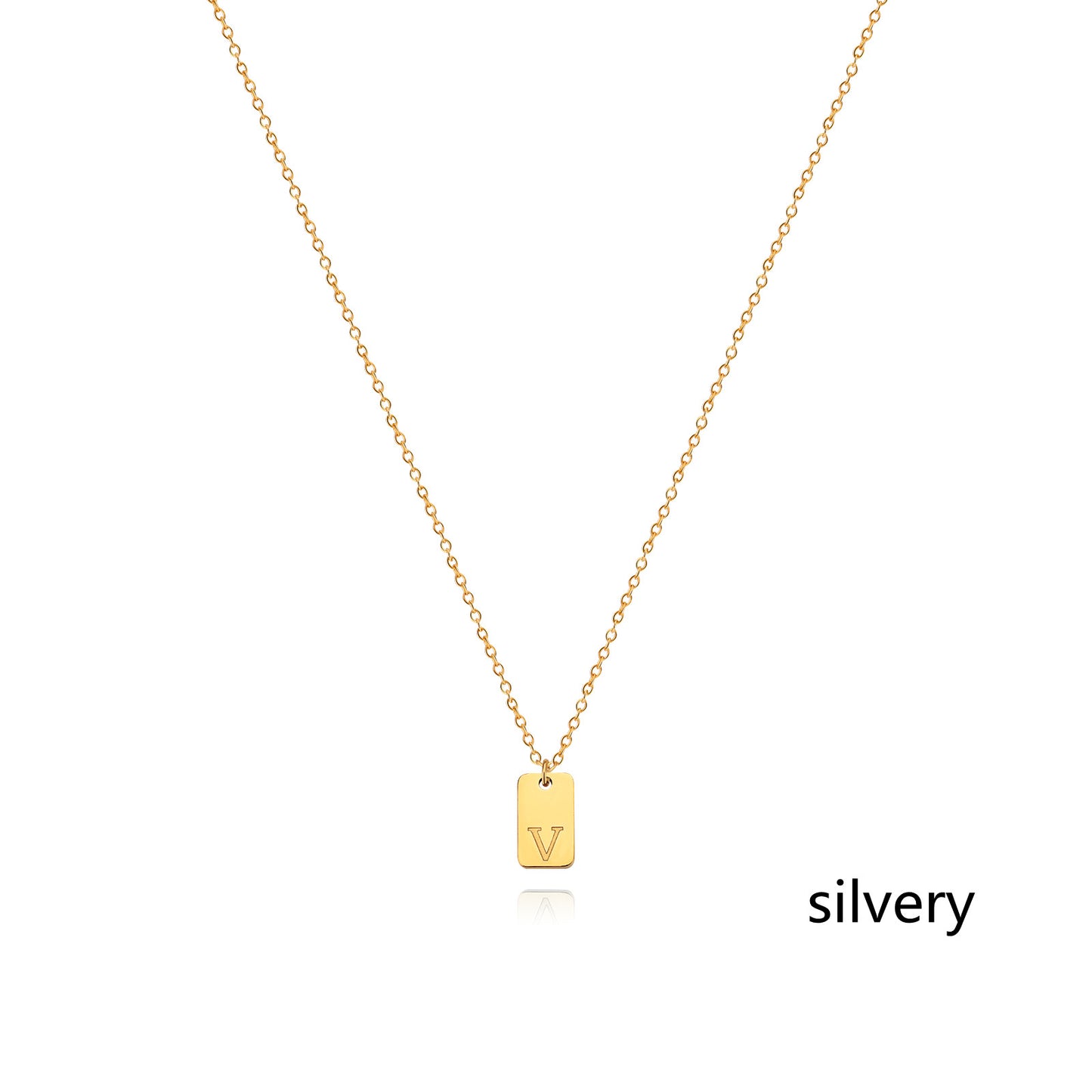 Stainless Steel Simple 26 Letter Tag Pendant Necklace – view 49