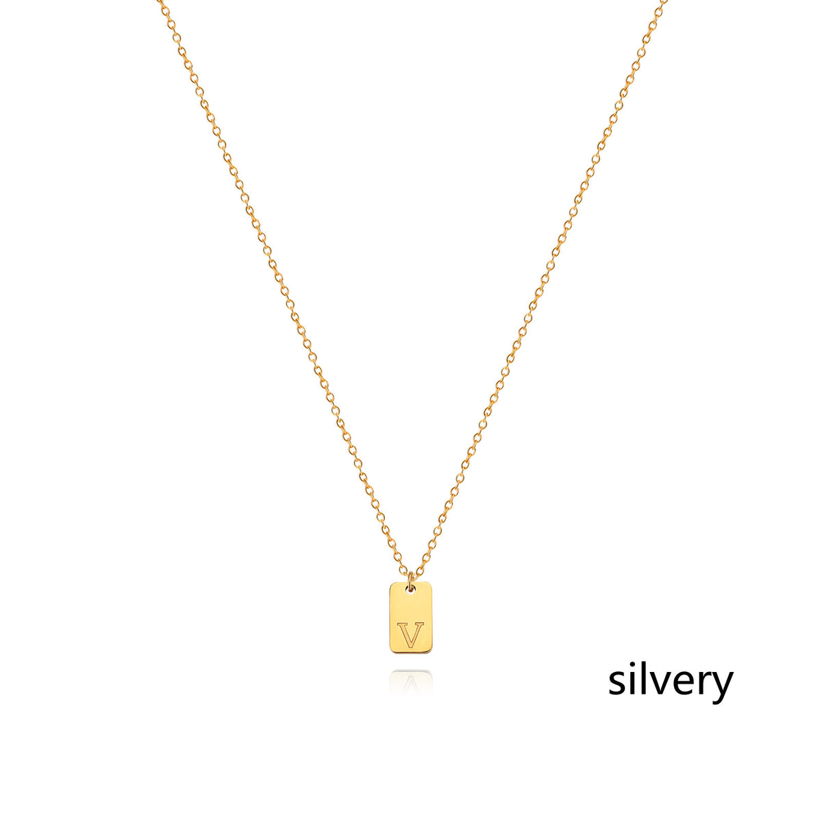 Stainless Steel Simple 26 Letter Tag Pendant Necklace – view 49