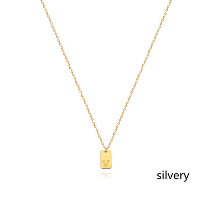 Stainless Steel Simple 26 Letter Tag Pendant Necklace – view 49