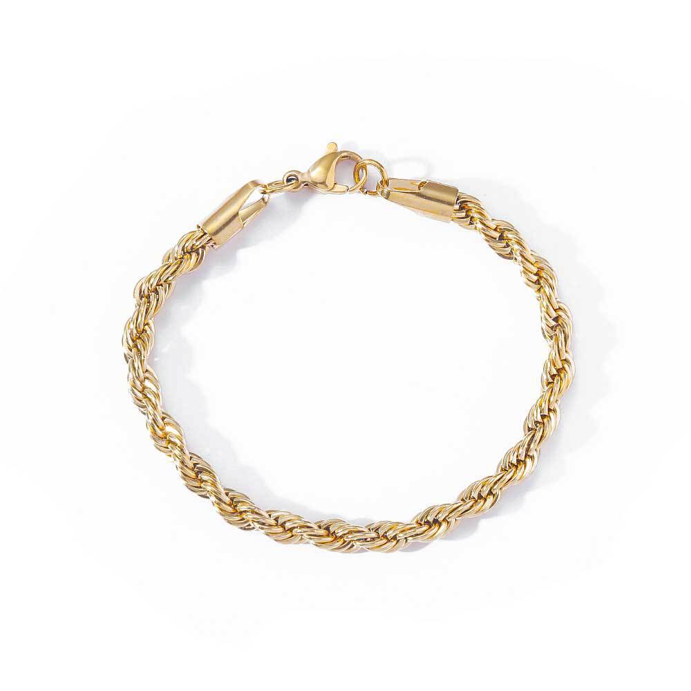 Fashion 18K Gold Button Chain Stainless Steel Twist Bracelet For Men – view 5