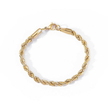 18K Gold Button Chain Stainless Steel Twist Bracelet For Men – view 5