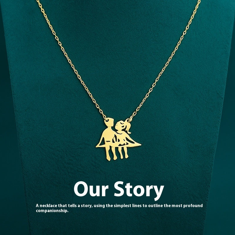 18K Gold Plated Stainless Steel Couple Necklace – view 2