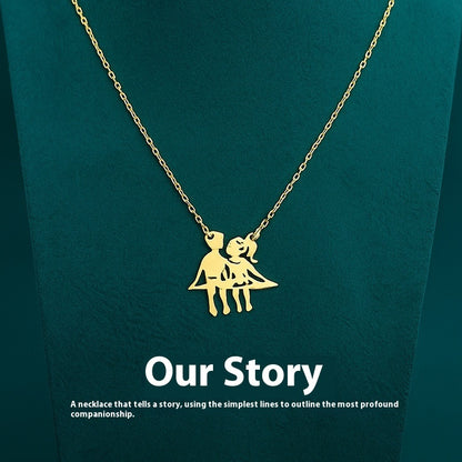 18K Gold Plated Stainless Steel Couple Necklace – view 2