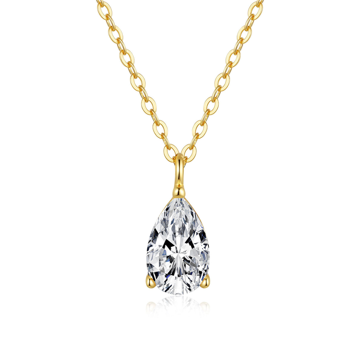 Coloured moissanite waterdrop necklace with gold-plated finish – view 15