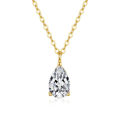 Coloured moissanite waterdrop necklace with gold-plated finish – view 15