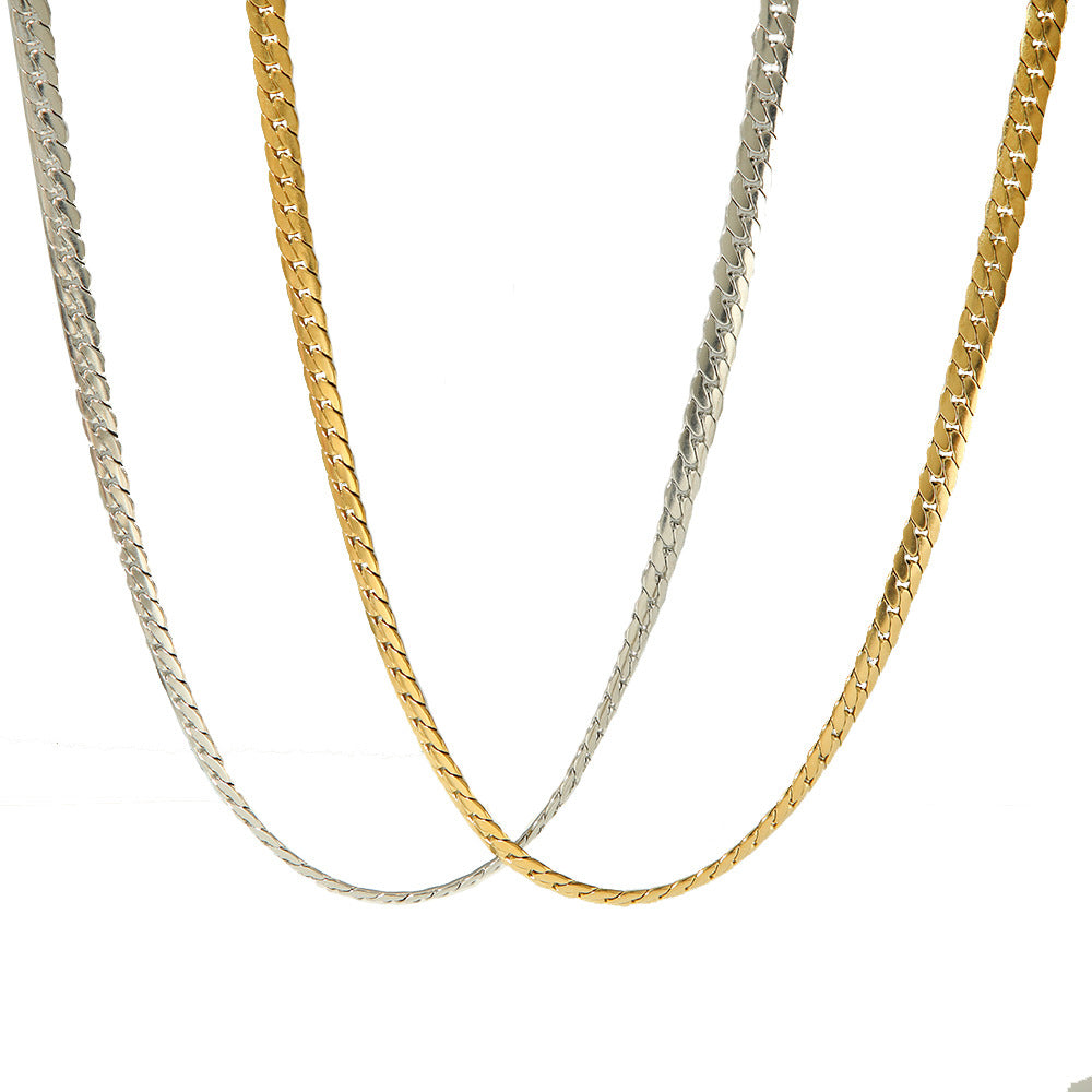 Retro Snake Bone Chain Necklace – 18K Gold Titanium Steel – view 3