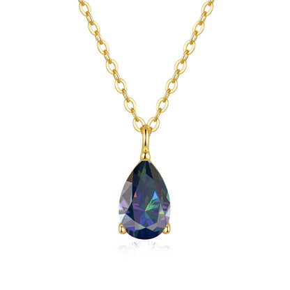 Coloured moissanite waterdrop necklace with gold-plated finish – view 6