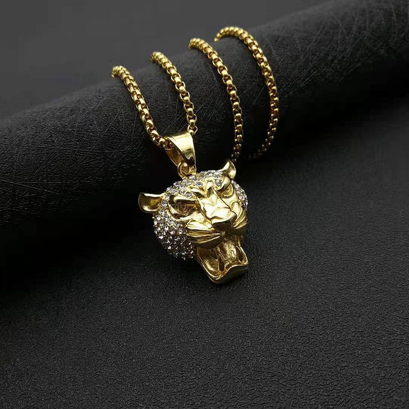 Stainless Steel Gold-plated Lion Head Pendant Necklace – view 7