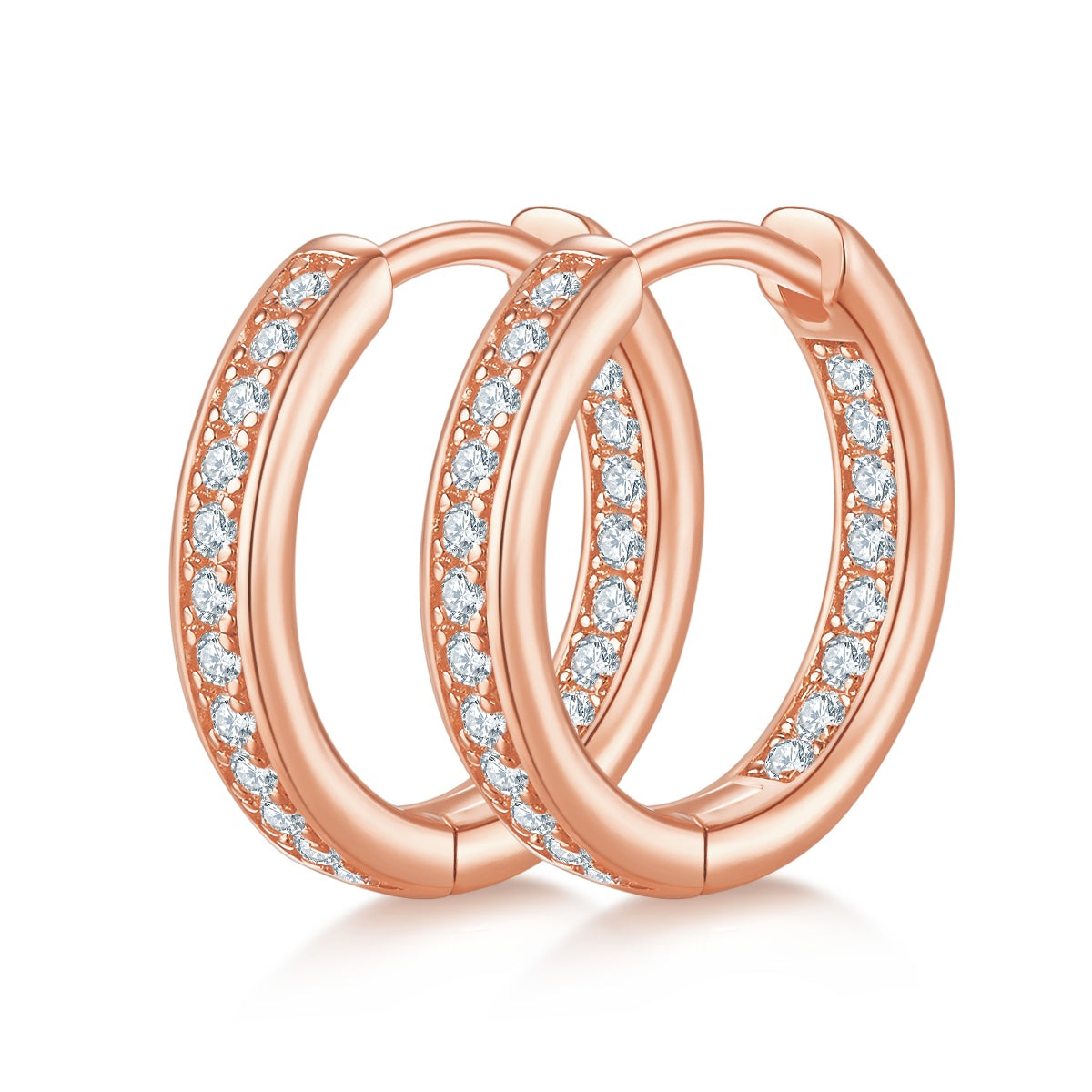 Moissanite Huggie Hoop Earrings 14.5mm – S925 Hypoallergenic – view 3