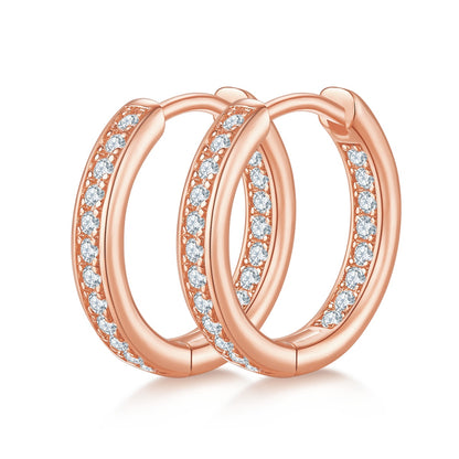 Moissanite Huggie Hoop Earrings 14.5mm – S925 Hypoallergenic – view 3
