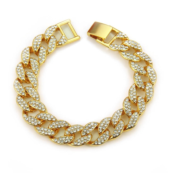 MIAMI CUBAN CHAIN NECKLACE 14K GOLD FINISH ICED OUT FULL STONE – view 7