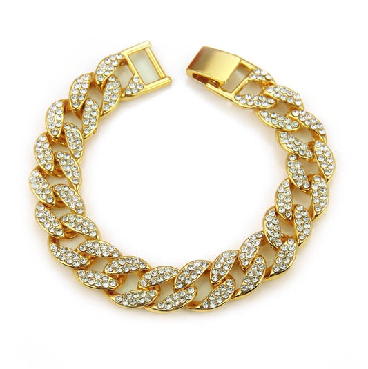 MIAMI CUBAN CHAIN NECKLACE 14K GOLD FINISH ICED OUT FULL STONE – view 7