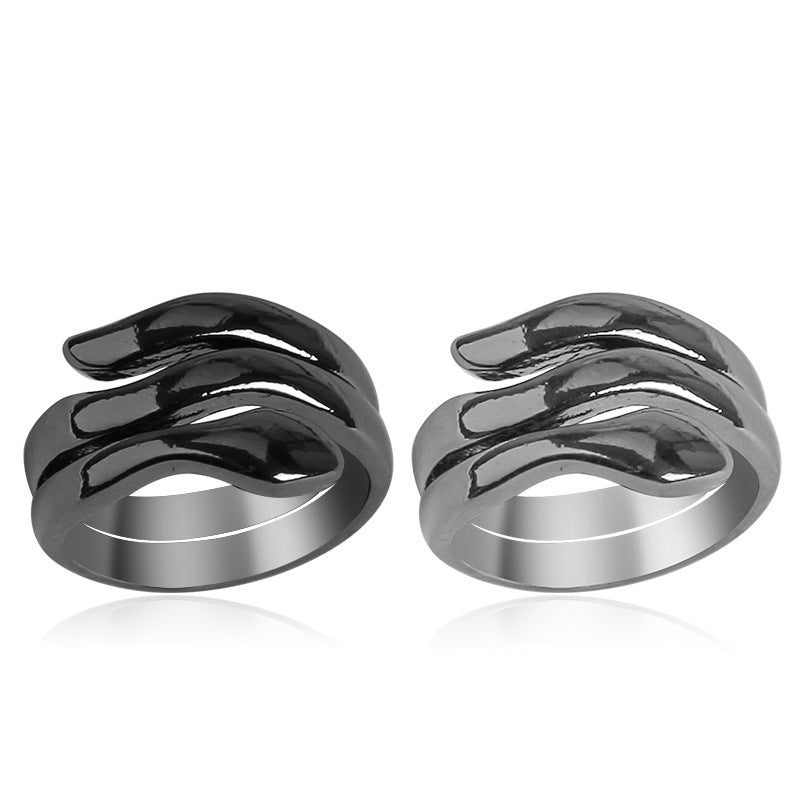 Retro Ring, Punk-style Double-layer Snake-shaped Mens Ring – view 2