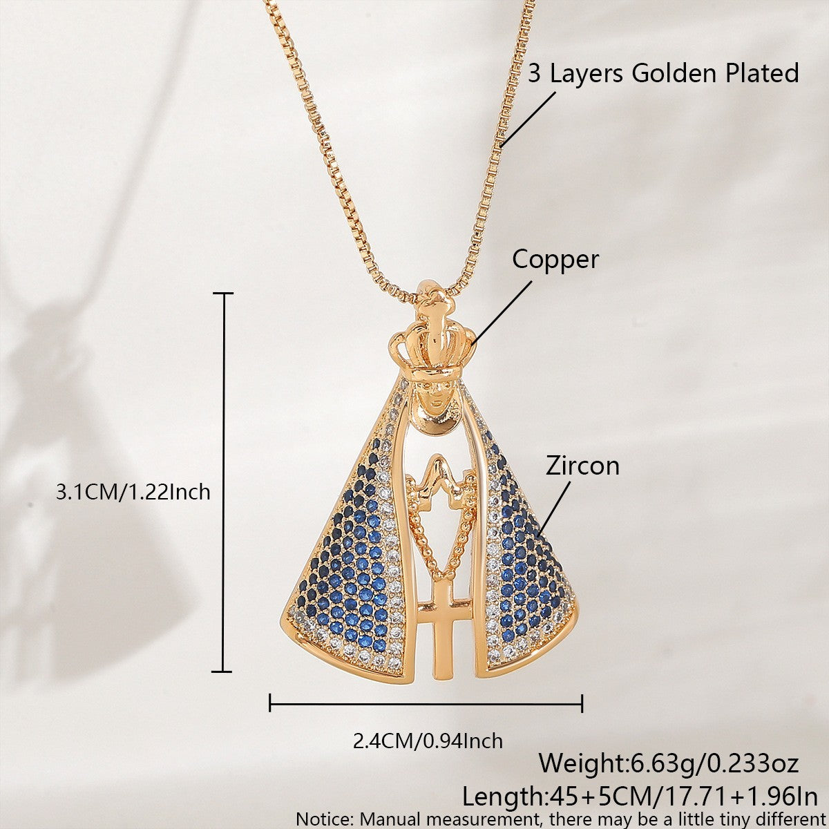 18K Gold Plated Crown & Cross Charm Necklace – view 4