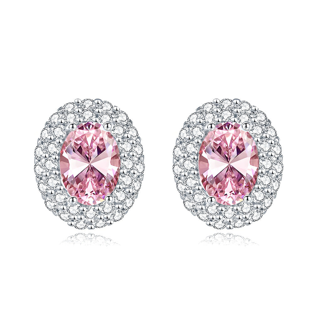 Micro Pave Oval Stud Earrings – S925 Sterling Silver – view 6