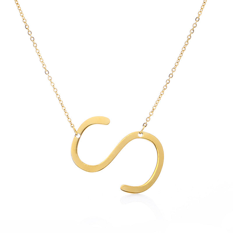 Fabulous Rose Gold Plated Stainless Steel Initial Letter Pendant Necklace – view 12