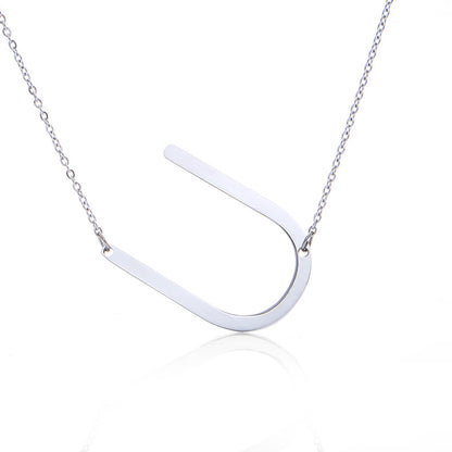 Fabulous Rose Gold Plated Stainless Steel Initial Letter Pendant Necklace – view 58
