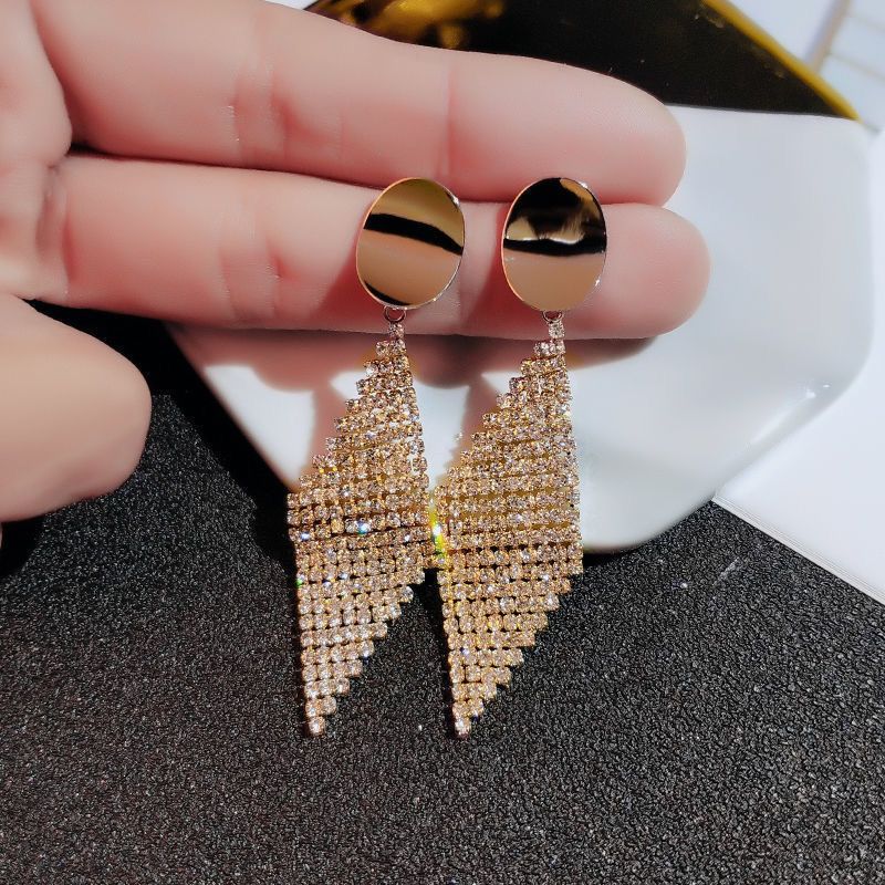 Rhinestone Pave Rhombus Statement Earrings – view 8