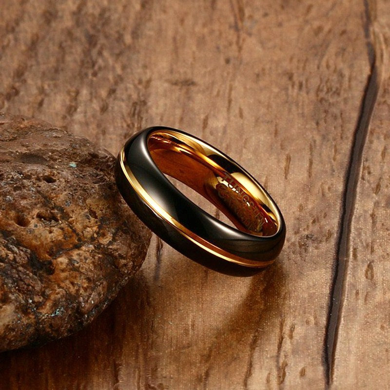 Tungsten steel black gold ring – view 4