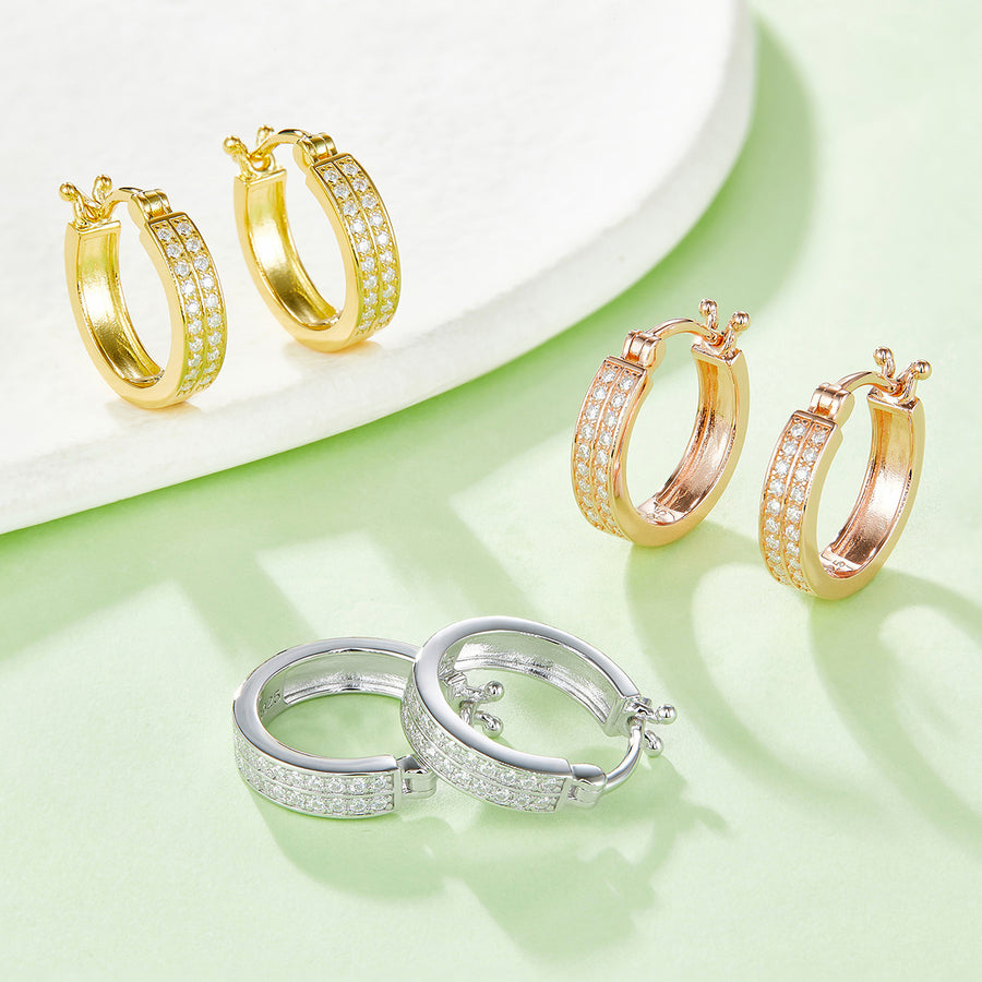 Double row moissanite hoop earrings – 16mm – view 7