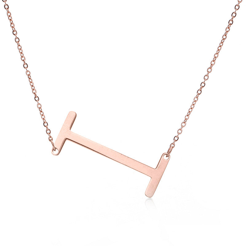 Fabulous Rose Gold Plated Stainless Steel Initial Letter Pendant Necklace – view 76