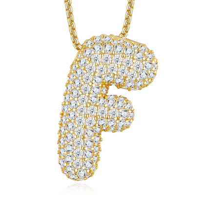 Letter P moissanite bubble necklace with gold-plated finish