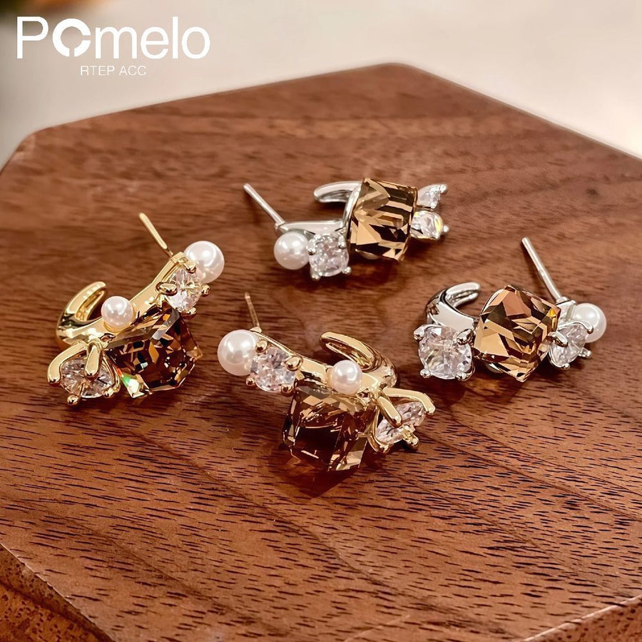 Coffee Curved Stud Earrings – Autumn Maillard Style – view 5