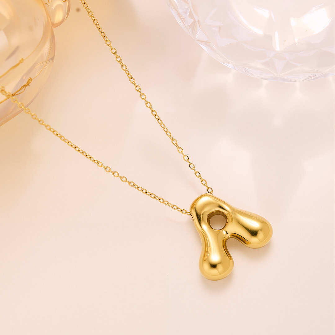 New Titanium Steel 18K Gold-Plated 26-Letter Necklace For Women – view 4