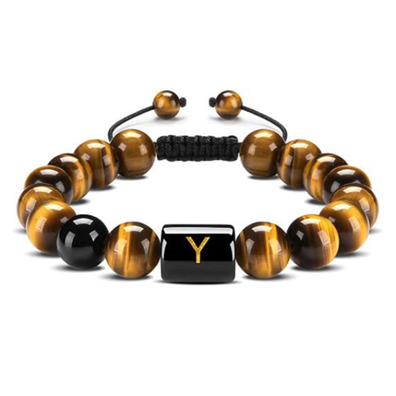Natural Stone Initial Bead Bracelet – A–Z – view 1